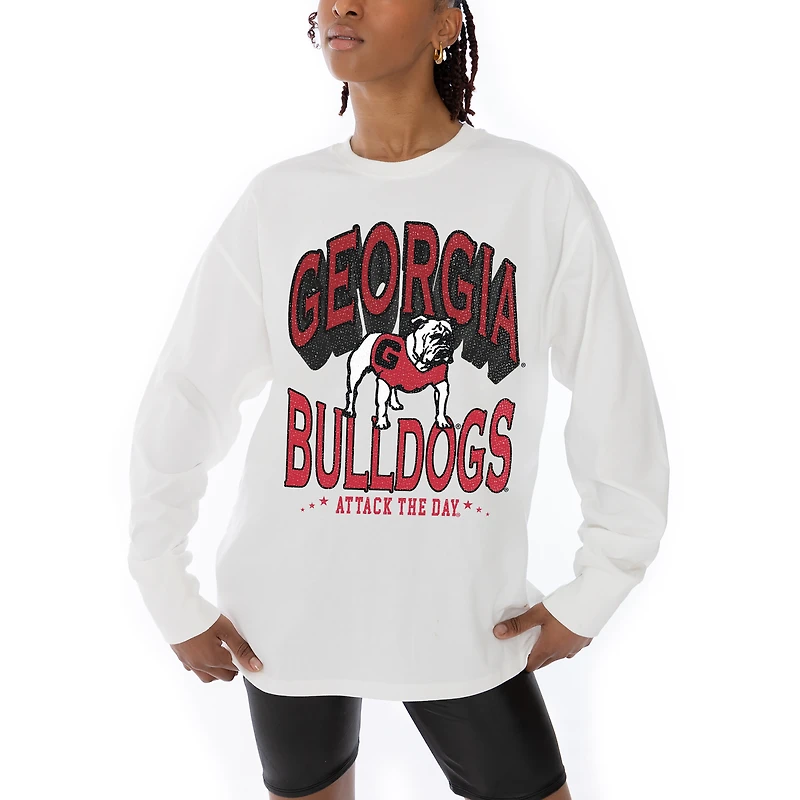 Women's Gameday Couture White Georgia Bulldogs Midweight Oversized Long Sleeve T-Shirt