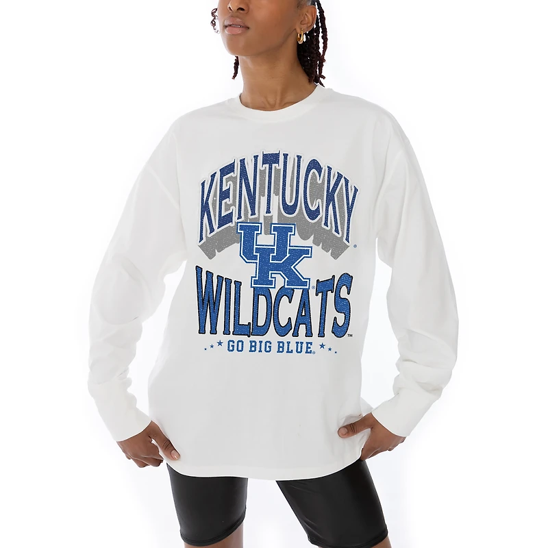 Women's Gameday Couture White Kentucky Wildcats Midweight Oversized Long Sleeve T-Shirt