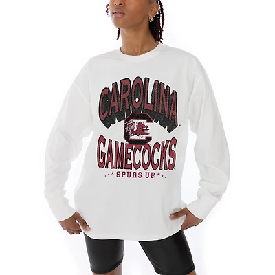 Women's Gameday Couture White South Carolina Gamecocks Midweight Oversized Long Sleeve T-Shirt