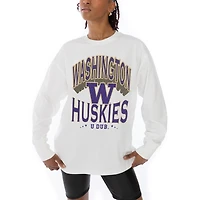 Women's Gameday Couture White Washington Huskies Midweight Oversized Long Sleeve T-Shirt