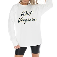 Women's Gameday Couture White West Virginia Mountaineers Midweight Oversized Long Sleeve T-Shirt
