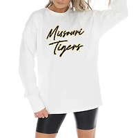 Women's Gameday Couture White Missouri Tigers Midweight Oversized Long Sleeve T-Shirt