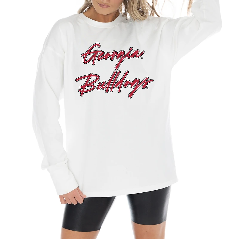 Women's Gameday Couture White Georgia Bulldogs Midweight Oversized Long Sleeve T-Shirt