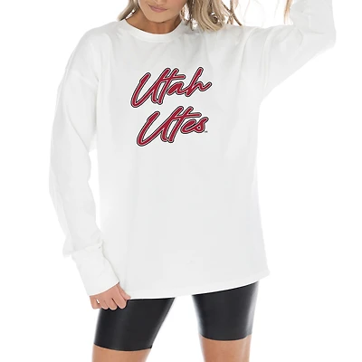 Women's Gameday Couture White Utah Utes Midweight Oversized Long Sleeve T-Shirt