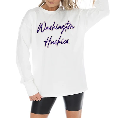 Women's Gameday Couture White Washington Huskies Midweight Oversized Long Sleeve T-Shirt