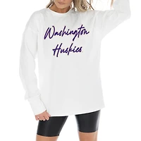 Women's Gameday Couture White Washington Huskies Midweight Oversized Long Sleeve T-Shirt