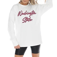 Women's Gameday Couture White Washington State Cougars Midweight Oversized Long Sleeve T-Shirt