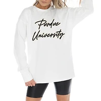Women's Gameday Couture White Purdue Boilermakers Midweight Oversized Long Sleeve T-Shirt