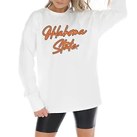 Women's Gameday Couture White Oklahoma State Cowboys Midweight Oversized Long Sleeve T-Shirt