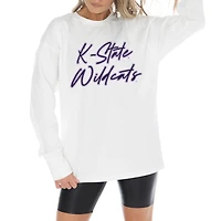 Women's Gameday Couture White Kansas State Wildcats Midweight Oversized Long Sleeve T-Shirt