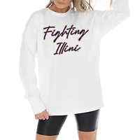 Women's Gameday Couture White Illinois Fighting Illini Midweight Oversized Long Sleeve T-Shirt