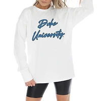 Women's Gameday Couture White Duke Blue Devils Midweight Oversized Long Sleeve T-Shirt