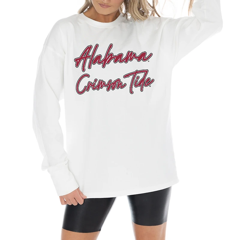 Women's Gameday Couture White Alabama Crimson Tide Midweight Oversized Long Sleeve T-Shirt