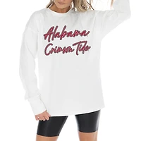 Women's Gameday Couture White Alabama Crimson Tide Midweight Oversized Long Sleeve T-Shirt