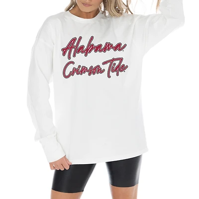 Women's Gameday Couture White Alabama Crimson Tide Midweight Oversized Long Sleeve T-Shirt