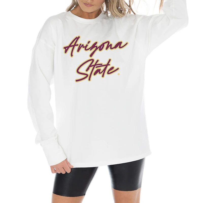 Women's Gameday Couture White Arizona State Sun Devils Midweight Oversized Long Sleeve T-Shirt