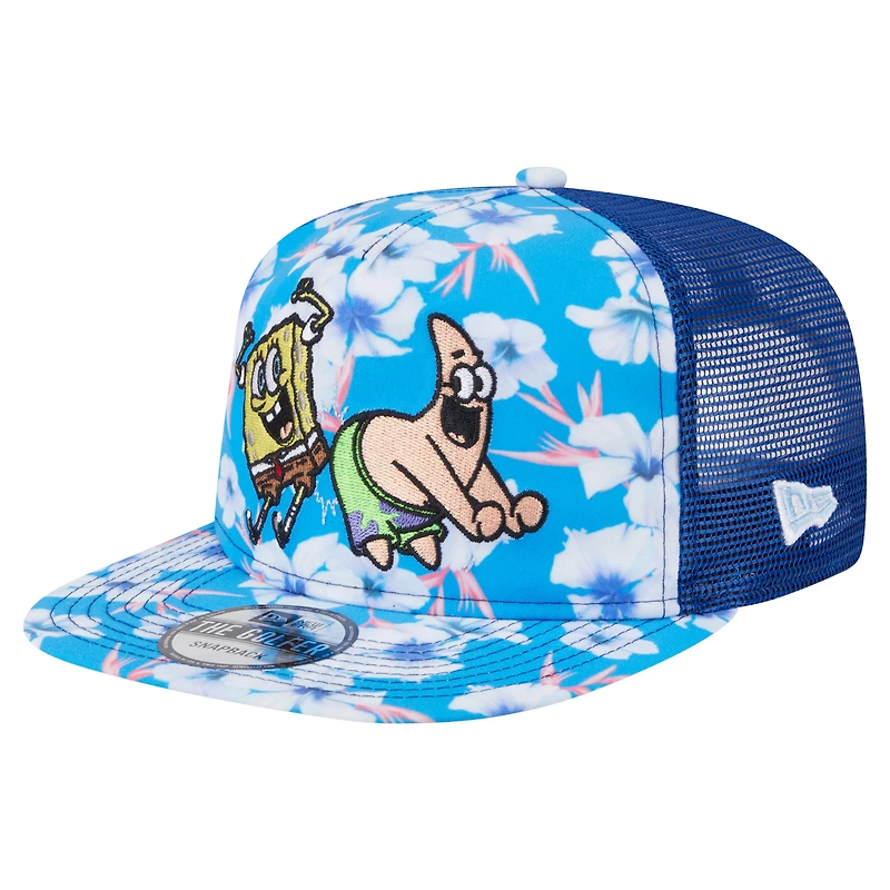 Men's New Era Blue SpongeBob SquarePants Floral Golfer Snapback Hat