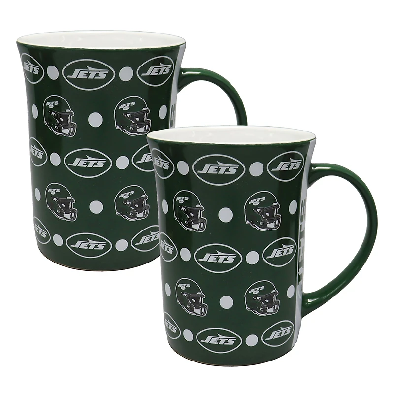 The Memory Company New York Jets Two-Pack 15oz. Line Up Ceramic Mugs