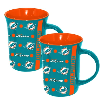 The Memory Company Miami Dolphins Two-Pack 15oz. Line Up Ceramic Mugs