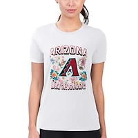 Women's G-III 4Her by Carl Banks White Arizona Diamondbacks Super-Slim Fit Lightweight Flowers Graphic T-Shirt