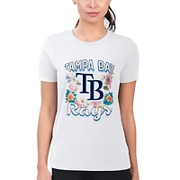 Women's G-III 4Her by Carl Banks White Tampa Bay Rays Super-Slim Fit Lightweight Flowers Graphic T-Shirt