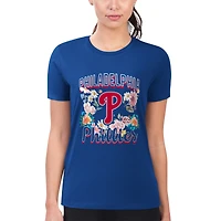Women's G-III 4Her by Carl Banks Royal Philadelphia Phillies Super-Slim Fit Lightweight Flowers Graphic T-Shirt