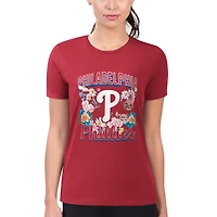 Women's G-III 4Her by Carl Banks Philadelphia Phillies Super-Slim Fit Lightweight Flowers Graphic T-Shirt
