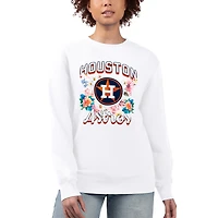 Women's G-III 4Her by Carl Banks White Houston Astros Flowers Graphic Pullover Sweatshirt