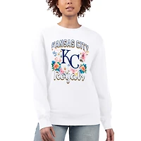 Women's G-III 4Her by Carl Banks White Kansas City Royals Flowers Graphic Pullover Sweatshirt