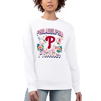 Women's G-III 4Her by Carl Banks White Philadelphia Phillies Flowers Graphic Pullover Sweatshirt