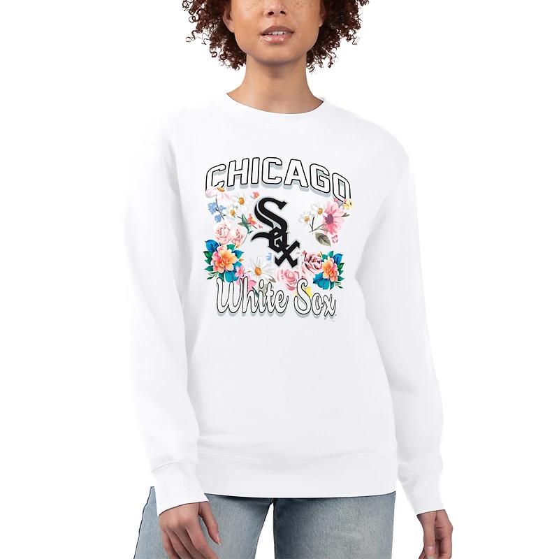 Women's G-III 4Her by Carl Banks White Chicago White Sox Flowers Graphic Pullover Sweatshirt