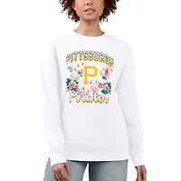 Women's G-III 4Her by Carl Banks White Pittsburgh Pirates Flowers Graphic Pullover Sweatshirt