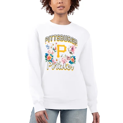 Women's G-III 4Her by Carl Banks White Pittsburgh Pirates Flowers Graphic Pullover Sweatshirt