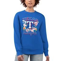 Women's G-III 4Her by Carl Banks Royal Texas Rangers Flowers Graphic Pullover Sweatshirt
