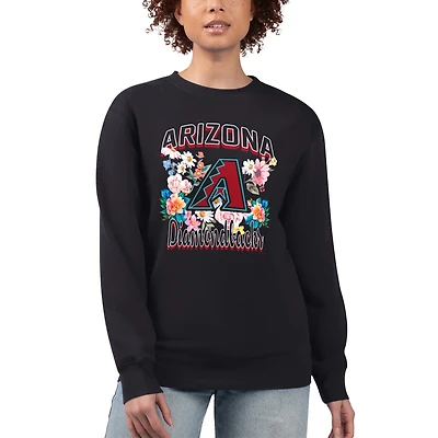 Women's G-III 4Her by Carl Banks Black Arizona Diamondbacks Flowers Graphic Pullover Sweatshirt