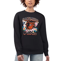 Women's G-III 4Her by Carl Banks Black Baltimore Orioles Flowers Graphic Pullover Sweatshirt