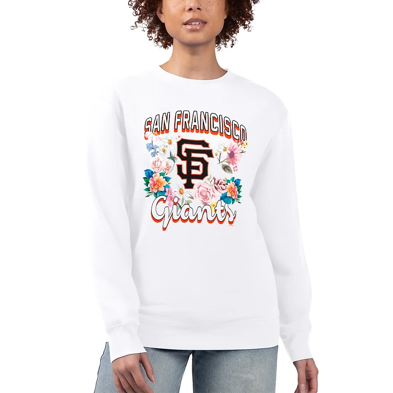 Women's G-III 4Her by Carl Banks White San Francisco Giants Flowers Graphic Pullover Sweatshirt