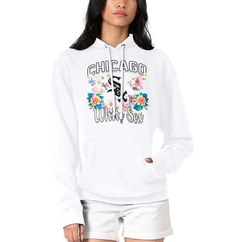 Women's G-III 4Her by Carl Banks White Chicago White Sox Flowers Graphic Pullover Hoodie