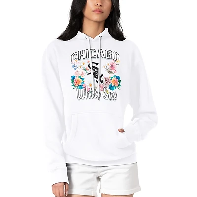Women's G-III 4Her by Carl Banks White Chicago White Sox Flowers Graphic Pullover Hoodie