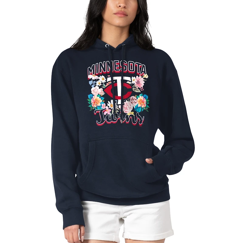 Women's G-III 4Her by Carl Banks Navy Minnesota Twins Flowers Graphic Pullover Hoodie