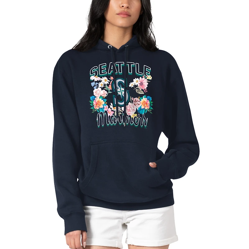 Women's G-III 4Her by Carl Banks Navy Seattle Mariners Flowers Graphic Pullover Hoodie