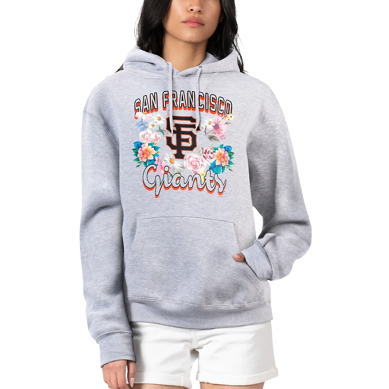 Women's G-III 4Her by Carl Banks Heather Gray San Francisco Giants Flowers Graphic Pullover Hoodie