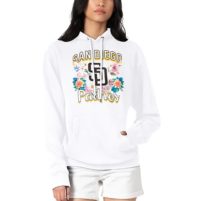 Women's G-III 4Her by Carl Banks White San Diego Padres Flowers Graphic Pullover Hoodie