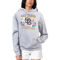 Women's G-III 4Her by Carl Banks Heather Gray San Diego Padres Flowers Graphic Pullover Hoodie