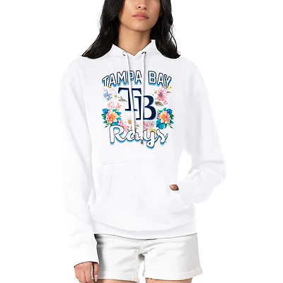 Women's G-III 4Her by Carl Banks White Tampa Bay Rays Flowers Graphic Pullover Hoodie
