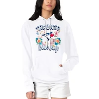 Women's G-III 4Her by Carl Banks White Toronto Blue Jays Flowers Graphic Pullover Hoodie