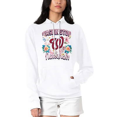 Women's G-III 4Her by Carl Banks White Washington Nationals Flowers Graphic Pullover Hoodie