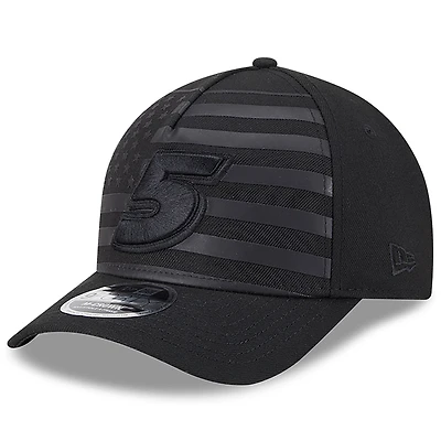 Men's New Era Black Kyle Larson American Flag 9FORTY M-Crown A-Frame Adjustable Hat