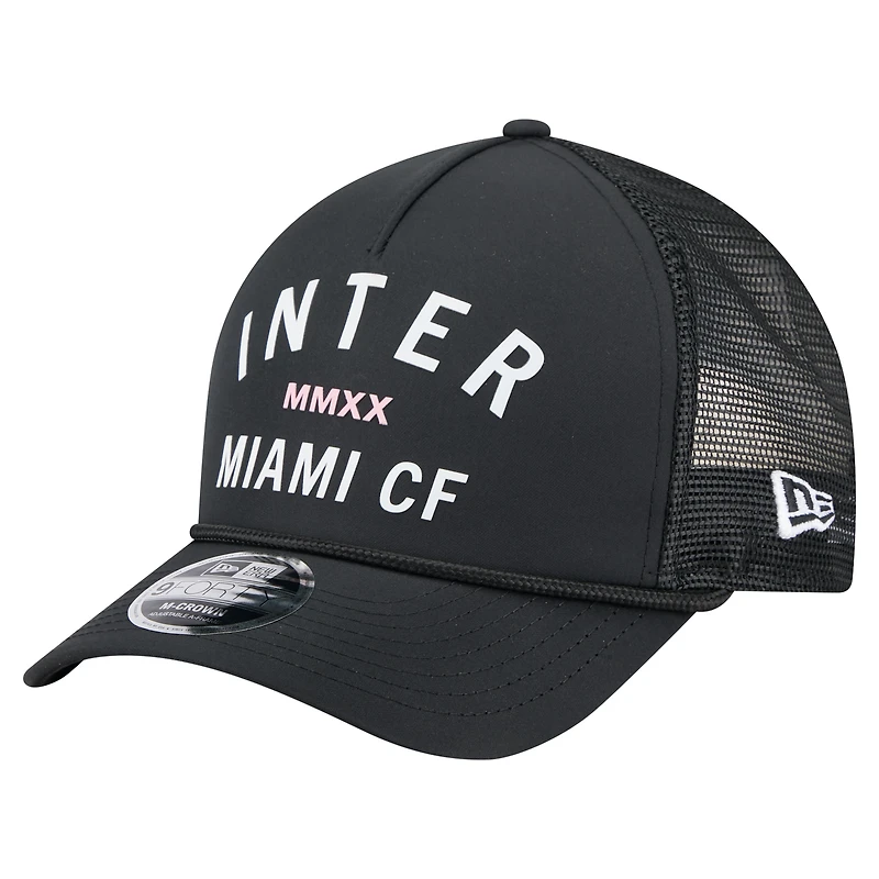 Men's New Era  Black Inter Miami CF Minimalist A-Frame 9FORTY Adjustable Hat