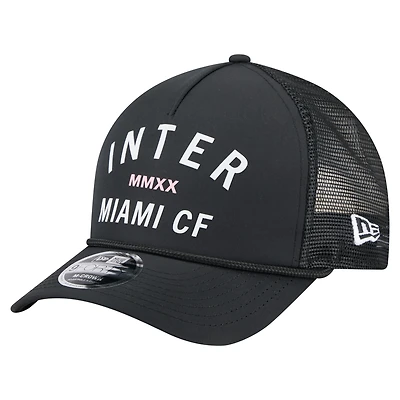 Men's New Era  Black Inter Miami CF Minimalist A-Frame 9FORTY Adjustable Hat